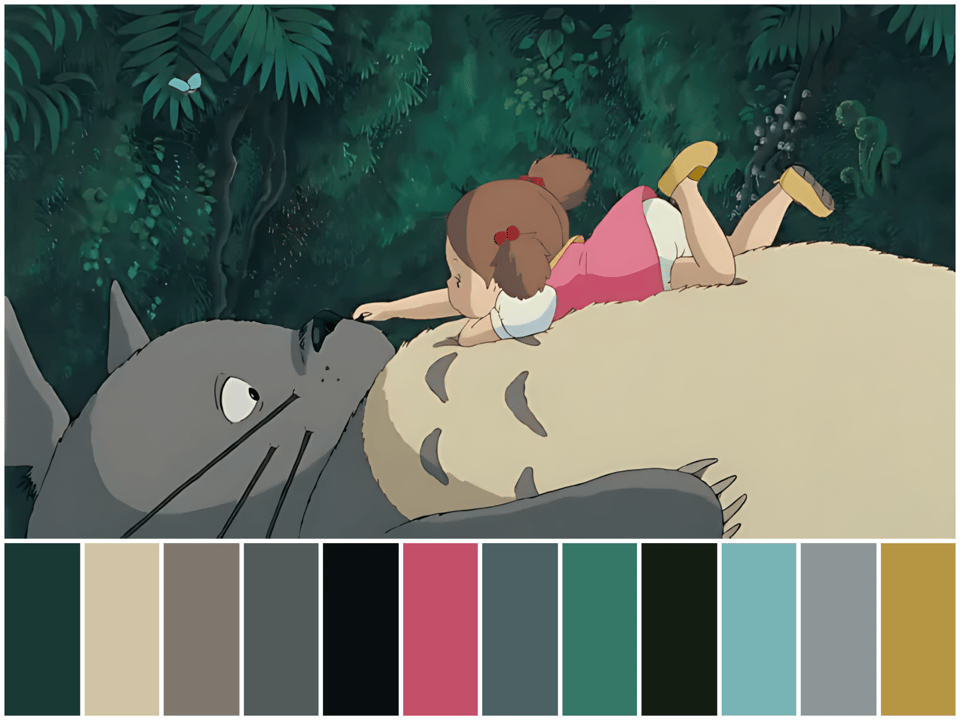 Totoro Sleeping On Belly Color Palette - My Neighbour Totoro