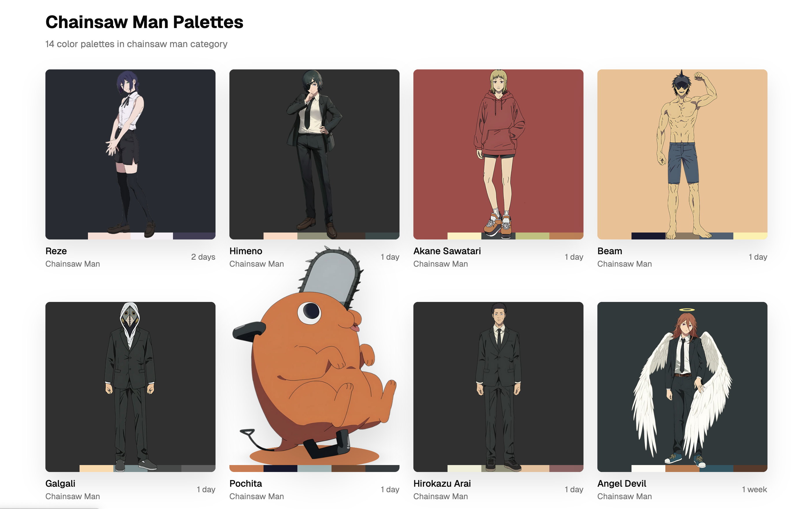 chainsaw man Color Palettes - Page 1 | AniColors